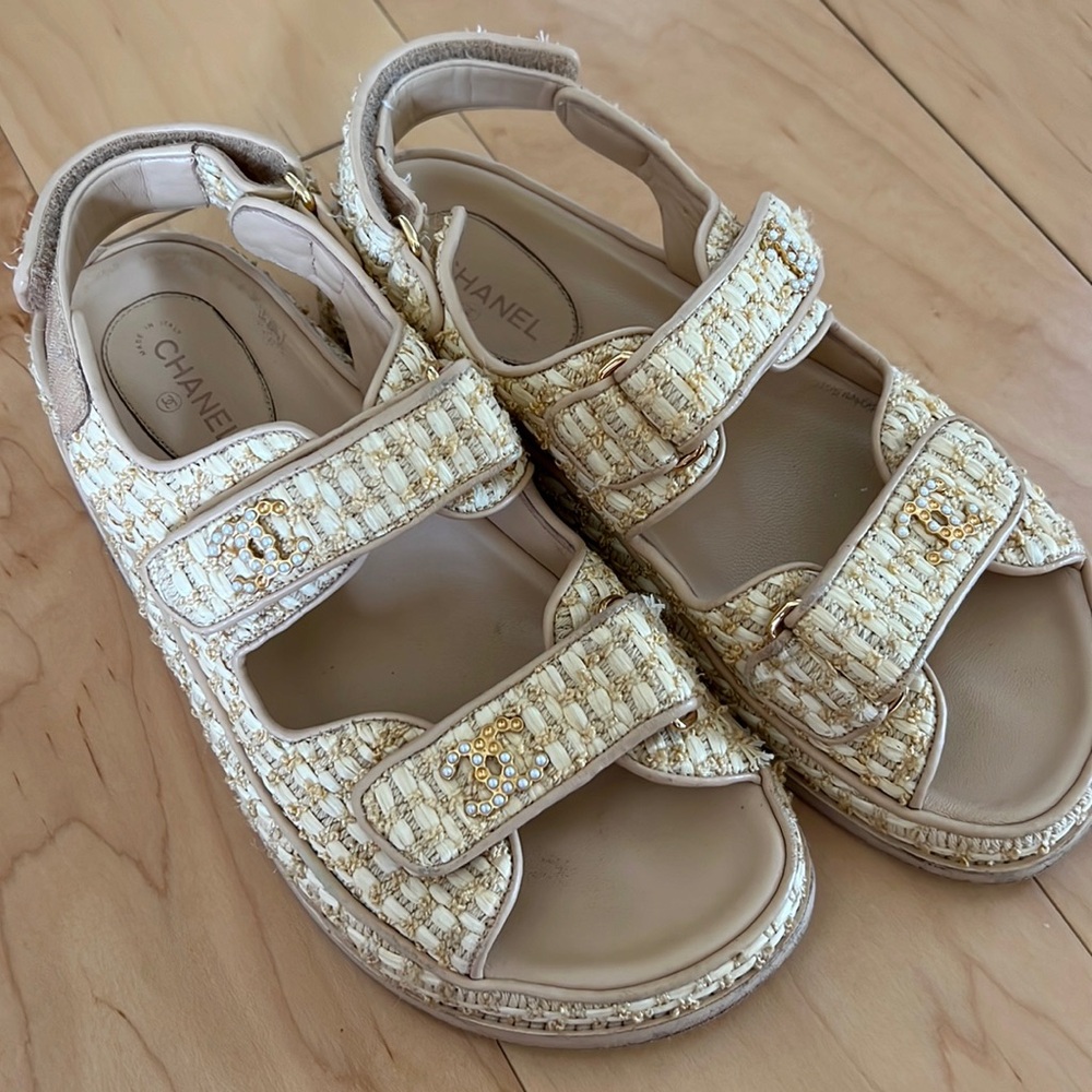 Chanel dad sandals in rattan